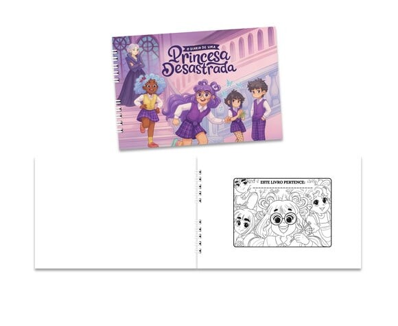 Caderno para Colorir 15x21cm Capa Mole Princesa Desastrada