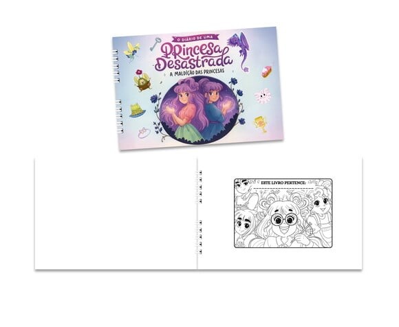 Caderno para Colorir 15x21cm Capa Mole Princesa Desastrada