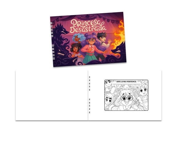 Caderno para Colorir 15x21cm Capa Mole Princesa Desastrada