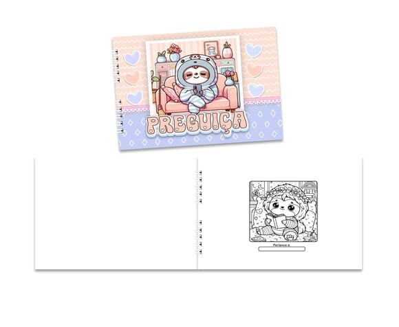 Caderno para Colorir 15x21cm Capa Mole Preguiça