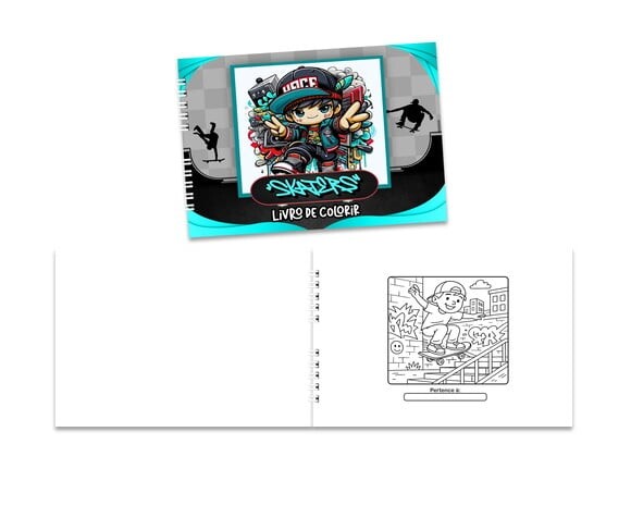 Caderno para Colorir 15x21cm Capa Mole Skaters