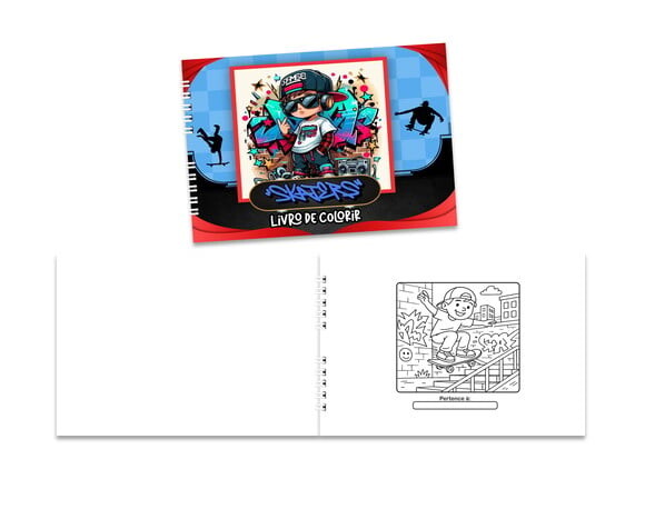 Caderno para Colorir 15x21cm Capa Mole Skaters