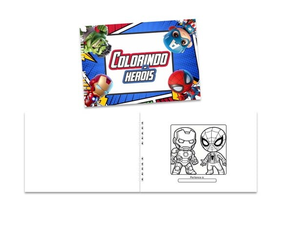 Caderno para Colorir 15x21cm Capa Mole Super Heróis