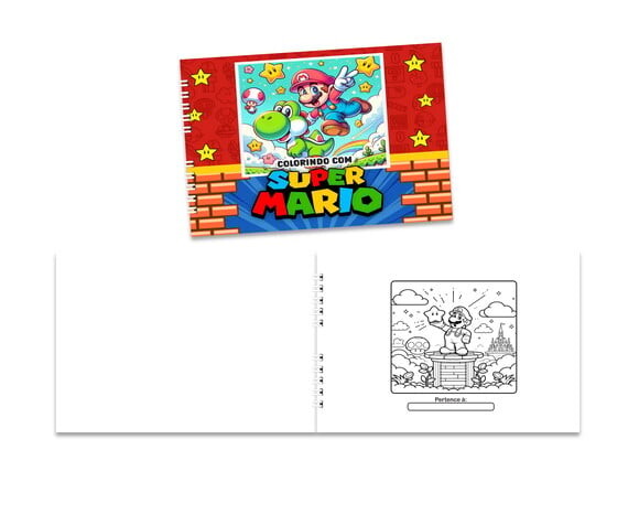 Caderno para Colorir 15x21cm Capa Mole Super Mario Bros