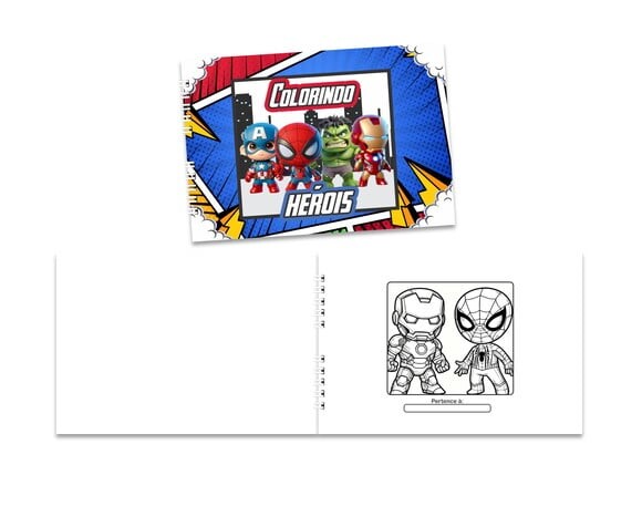 Caderno para Colorir 15x21cm Capa Mole Super Heróis