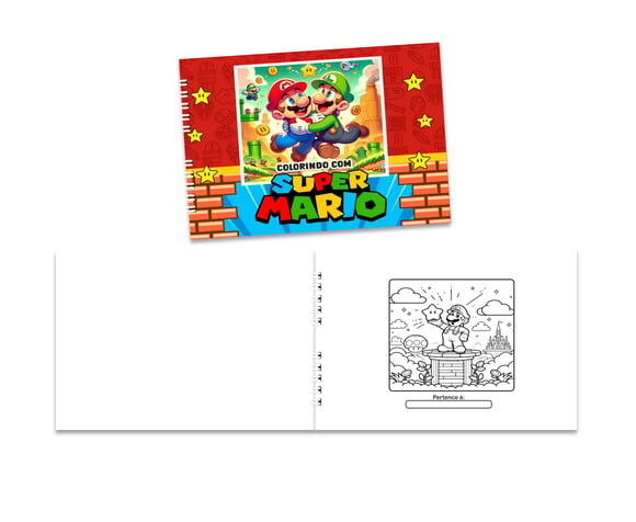 Caderno para Colorir 15x21cm Capa Mole Super Mario Bros