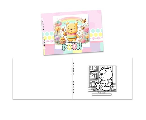 Caderno para Colorir 15x21cm Capa Mole Ursinho Pooh