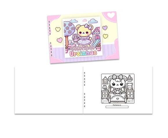 Caderno para Colorir 15x21cm Capa Mole Ursinhos
