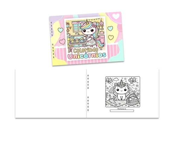 Caderno para Colorir 15x21cm Capa Mole Unicórnio