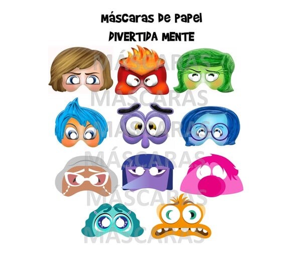 Máscara de Papel Divertida Mente 2