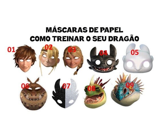 Máscaras de Papel Como Treinar o Seu Dragão