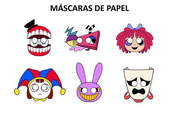 Máscaras de Papel The Amazing Digital Circus