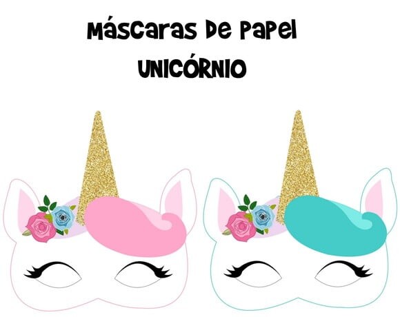Máscaras de Papel Unicórnio