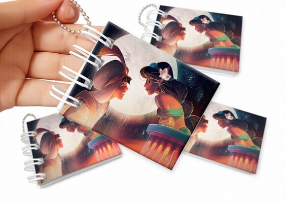 Mini Livro de Colorir 6x8cm Jasmine e Aladdin