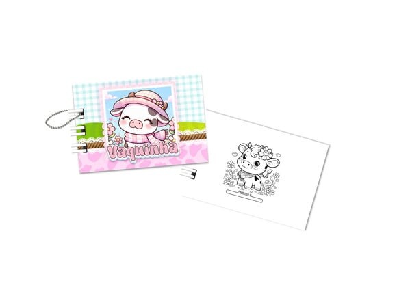 Mini Livro de Colorir 6x8cm Vaquinha