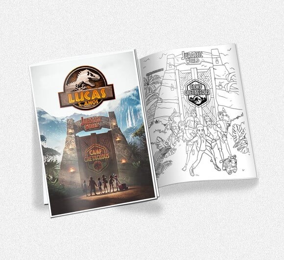 Revista de Colorir Jurassic World Acampamento Jurássico