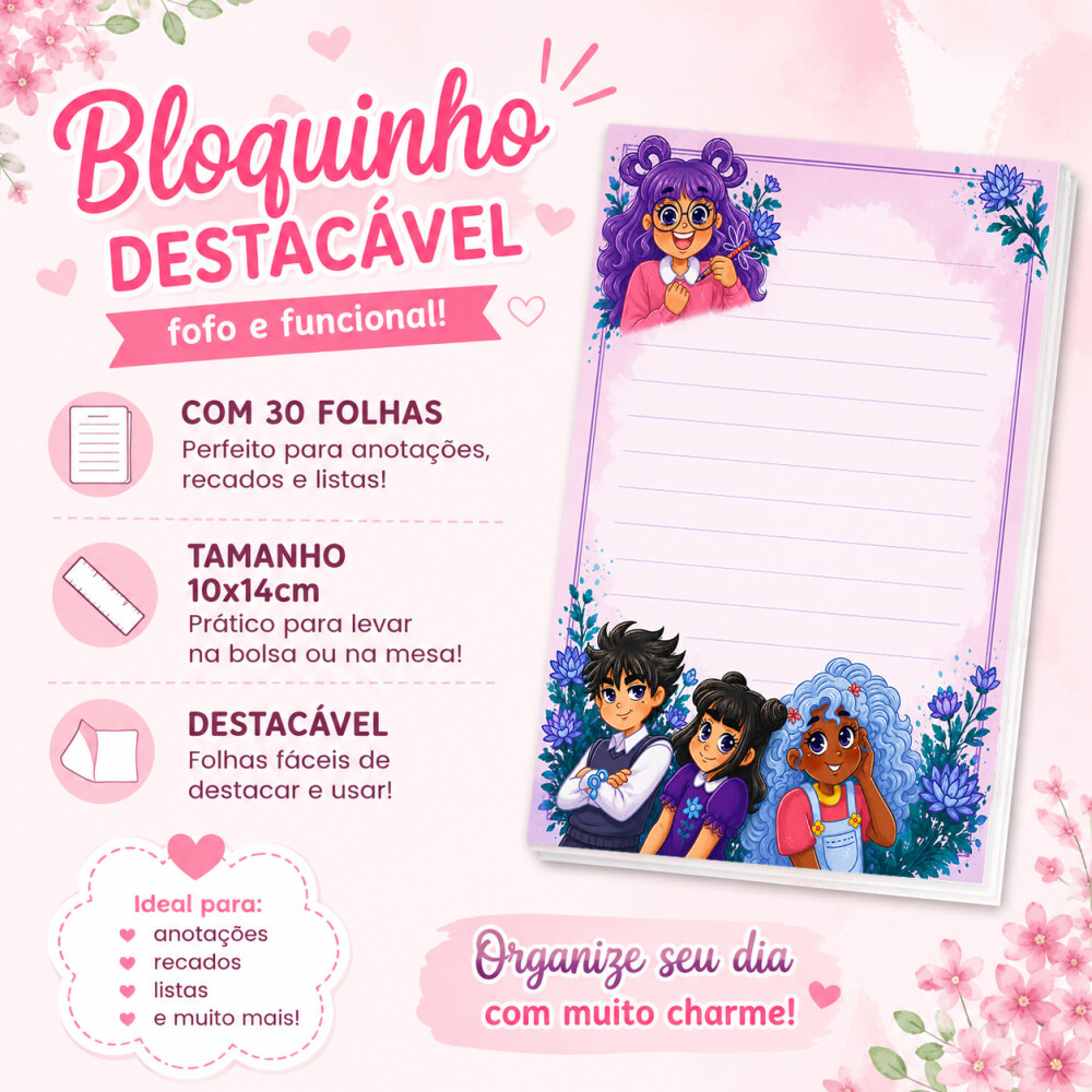 Bloquinho de Notas Destacável 10x14cm Princesa Desastrada