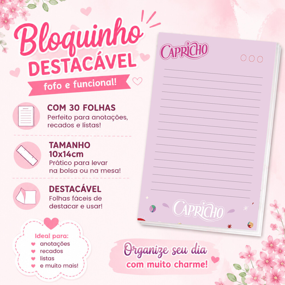 Bloquinho de Notas Destacável 10x14cm Capricho