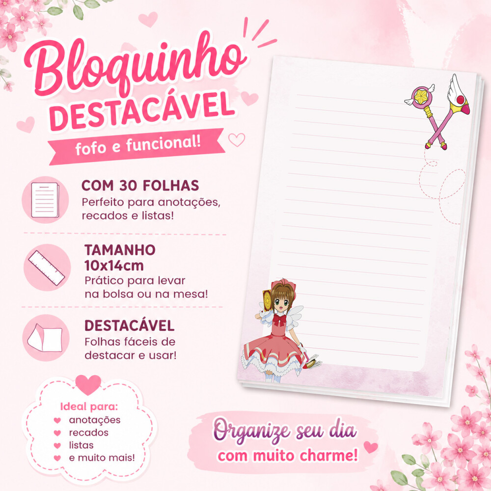 Bloquinho de Notas Destacável 10x14cm Sakura Cardcaptor