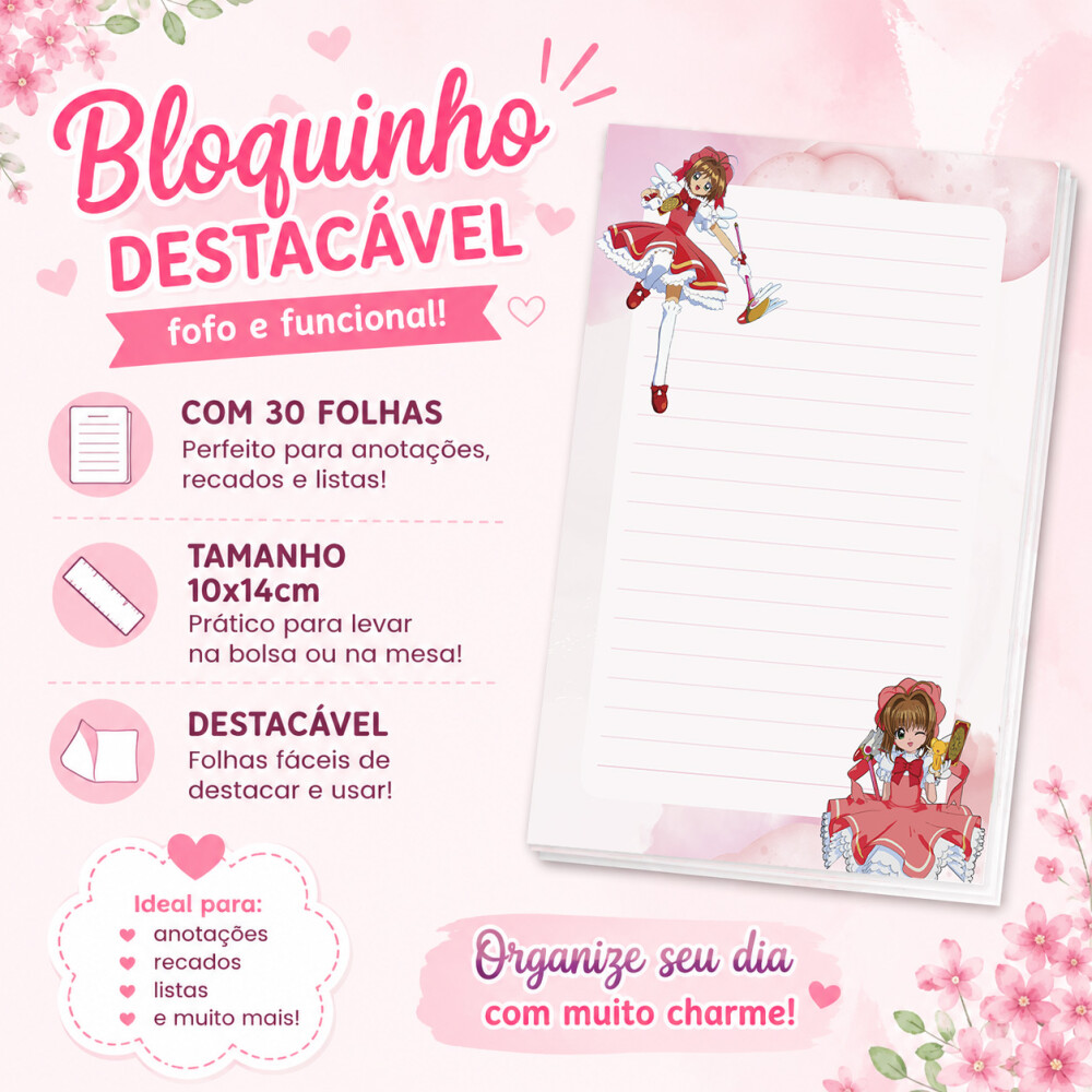 Bloquinho de Notas Destacável 10x14cm Sakura Cardcaptor B