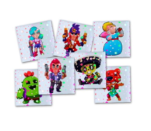 Adesivo Metalizado 5x5 cm Brawl Stars