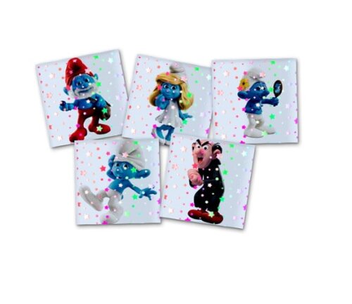 Adesivo Metalizado 5x5cm Smurfs