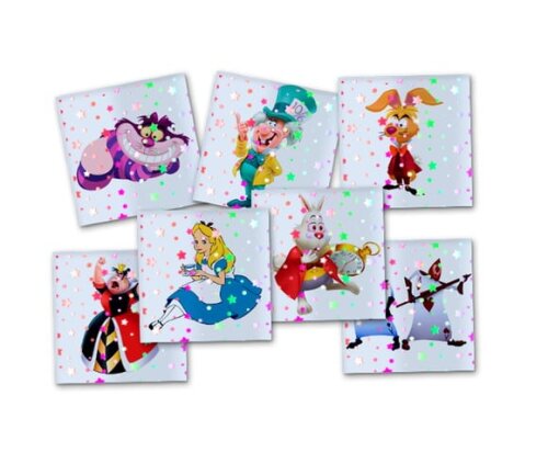 Adesivo Metalizado 5x5cm Alice no País das Maravilhas