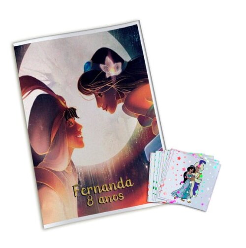 Álbum de Figurinhas Metalizadas Jasmine e Aladdin