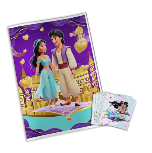 Álbum de Figurinhas Metalizadas Jasmine e Aladdin