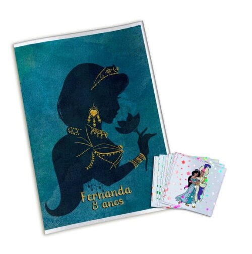 Álbum de Figurinhas Metalizadas Jasmine e Aladdin