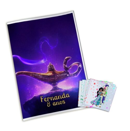 Álbum de Figurinhas Metalizadas Jasmine e Aladdin