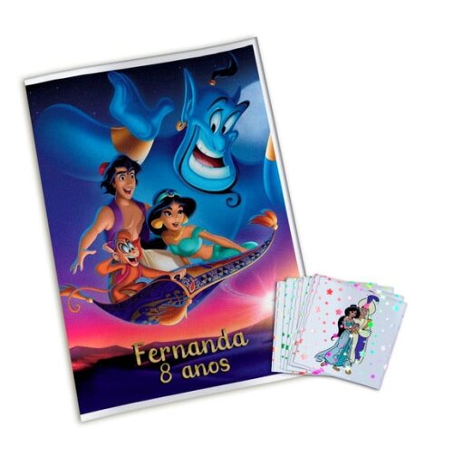 Álbum de Figurinhas Metalizadas Jasmine e Aladdin