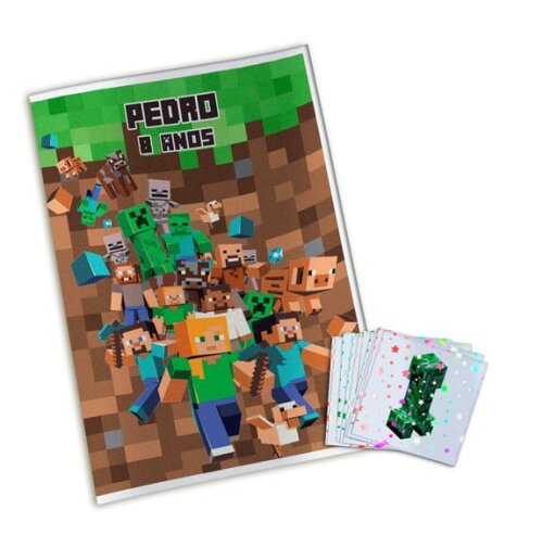 Álbum de Figurinhas Metalizadas Minecraft