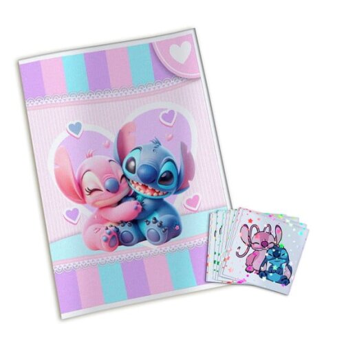 Álbum de Figurinhas Metalizadas Stitch e Angel