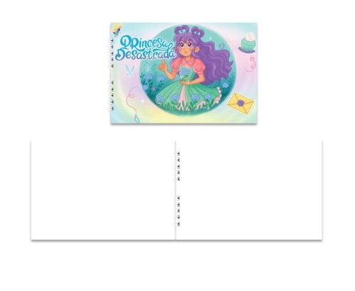 Caderno de Desenho 15x21cm Capa Mole Princesa Desastrada