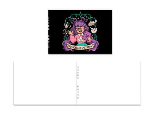 Caderno de Desenho 15x21cm Capa Mole Princesa Desastrada