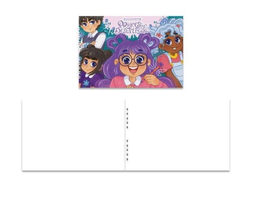Caderno de Desenho 15x21cm Capa Mole Princesa Desastrada