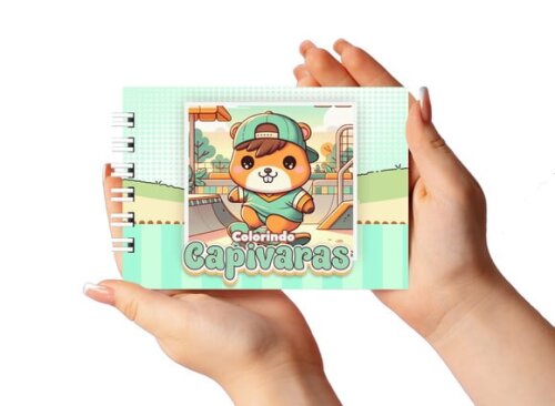 Caderno para Colorir 11x16cm Capa Dura Capivara Menino