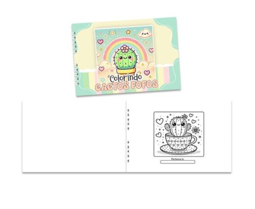 Caderno para Colorir 15x21cm Capa Mole Cactos Fofos