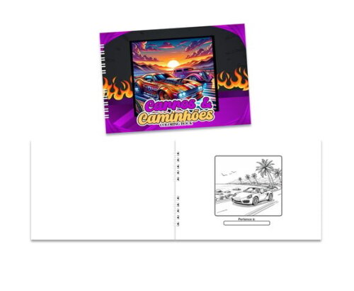 Caderno para Colorir 15x21cm Capa Mole Carros e Caminhões
