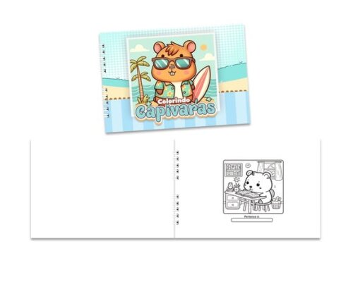 Caderno para Colorir 15x21cm Capa Mole Capivara Menino