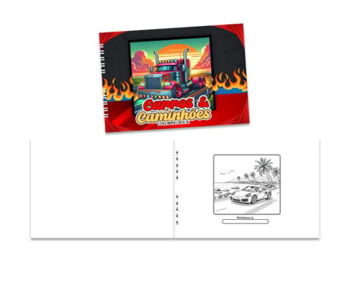 Caderno para Colorir 15x21cm Capa Mole Carros e Caminhões