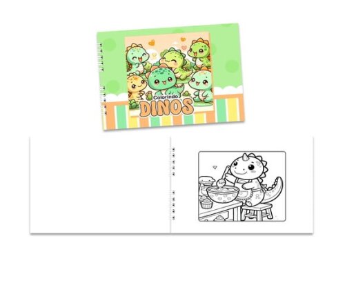 Caderno para Colorir 15x21cm Capa Mole Dinossauros