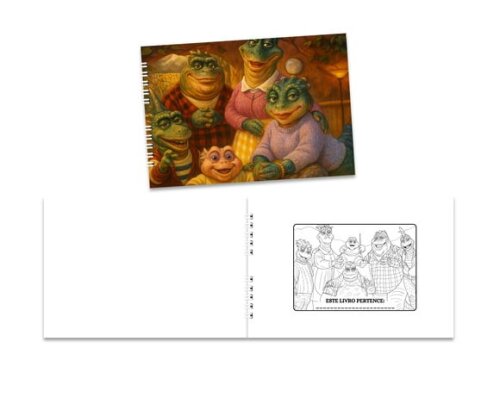 Caderno para Colorir 15x21cm Capa Mole Família Dinossauro