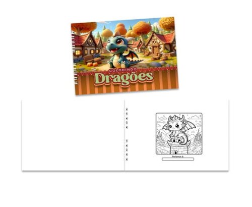Caderno para Colorir 15x21cm Capa Mole Dragões