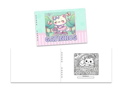 Caderno para Colorir 15x21cm Capa Mole Gatinhos