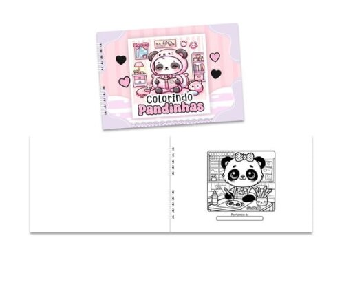 Caderno para Colorir 15x21cm Capa Mole Pandinhas