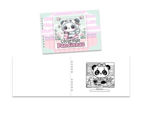 Caderno para Colorir 15x21cm Capa Mole Pandinhas