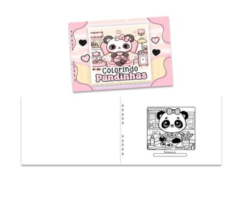 Caderno para Colorir 15x21cm Capa Mole Pandinhas