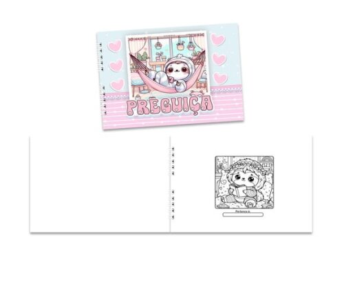 Caderno para Colorir 15x21cm Capa Mole Preguiça